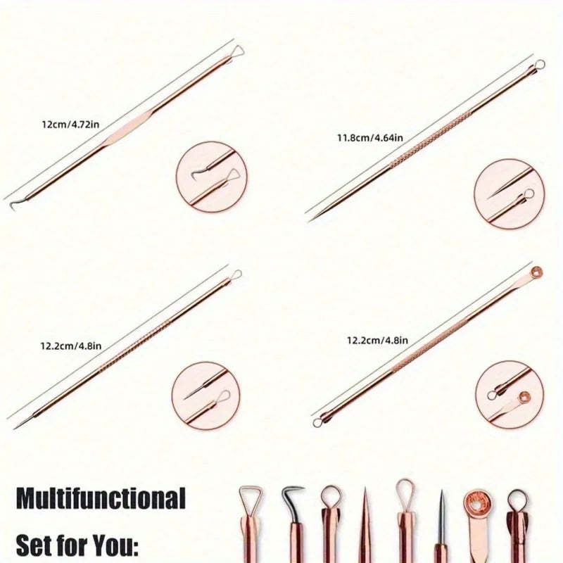 4-Piece Blackhead Comedone Extractor Kit – Stainless Steel Tools Comedone Extractor Kit QXL