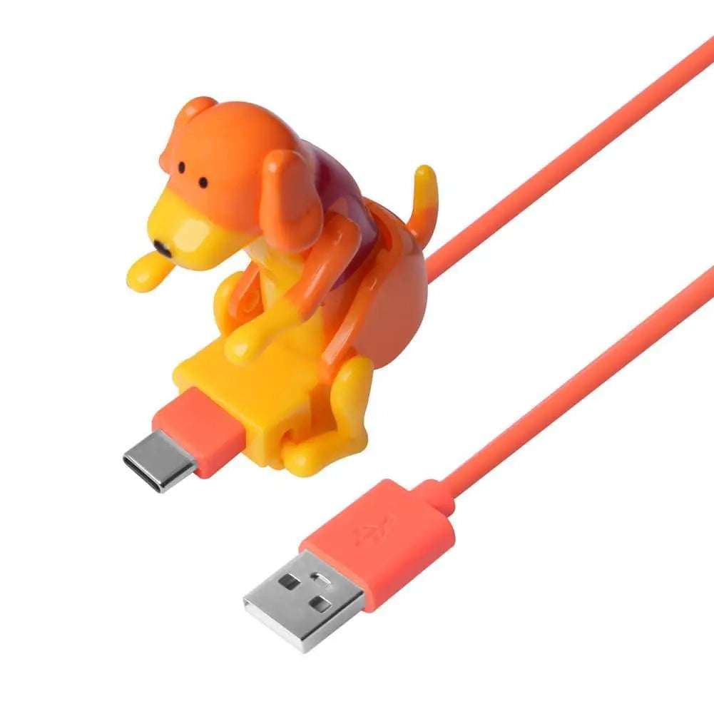 Funny Animated Dog Charging Cable – iPhone, USB-C & Android Novelty Charging Cable QXL Orange