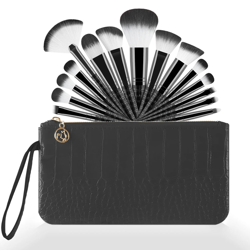 Ronshadow 33-Pc Makeup Brush Set with Sponges & Eyelash Curler Makeup Brush Set QXL