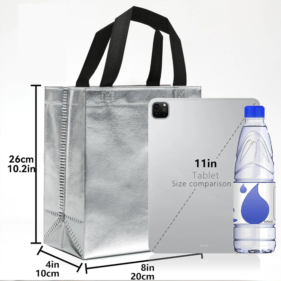 Silver Metallic Gift Bags with Handles | 8 & 16-Pack 10x4x8in Metallic Gift Bags QXL