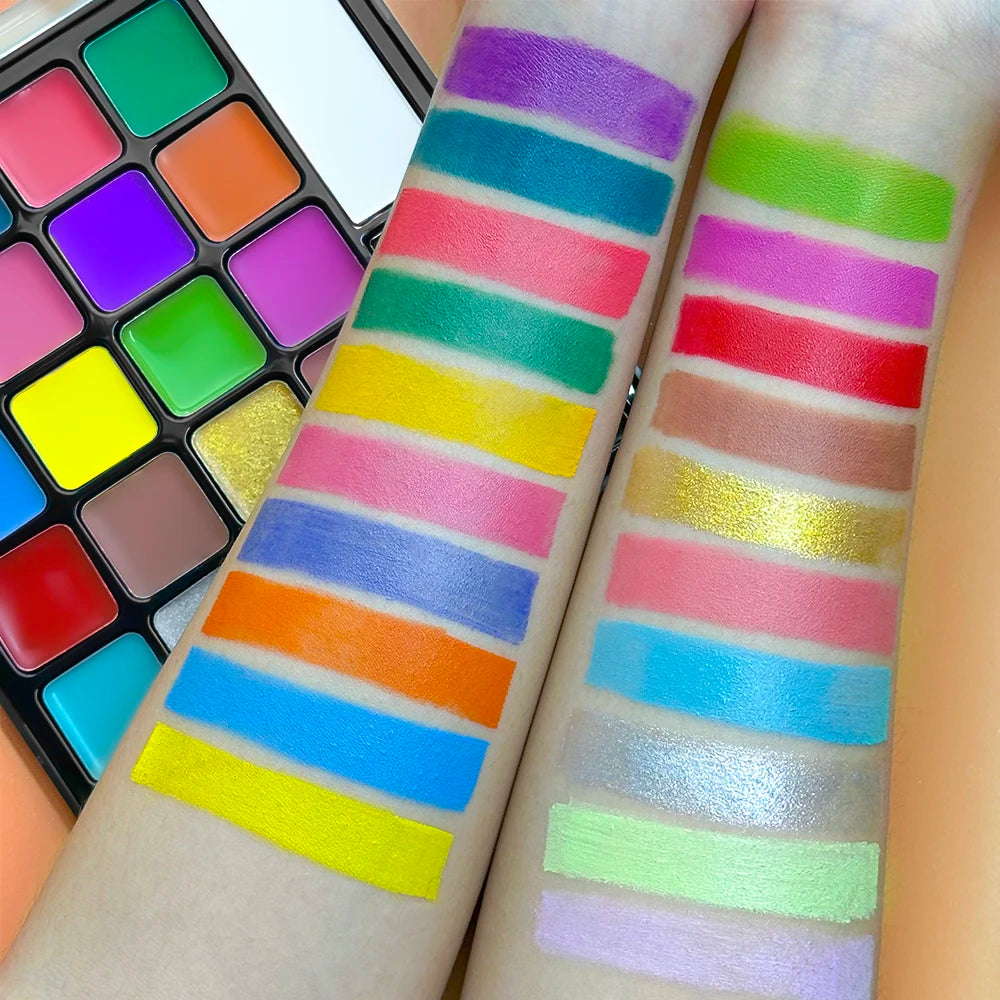 VERONNI 22-Color Face & Body Paint Kit with Brush & Stencils Face & Body Paint QXL