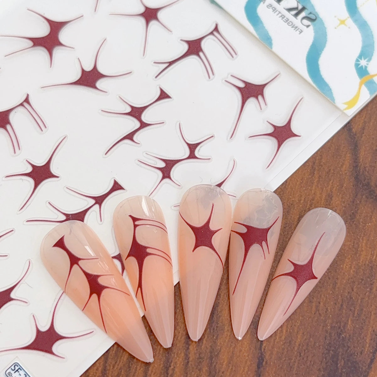 Y2K Red Fire Liner Nail Art Stickers | Crimson Flame Decals Nail Art Stickers QXL
