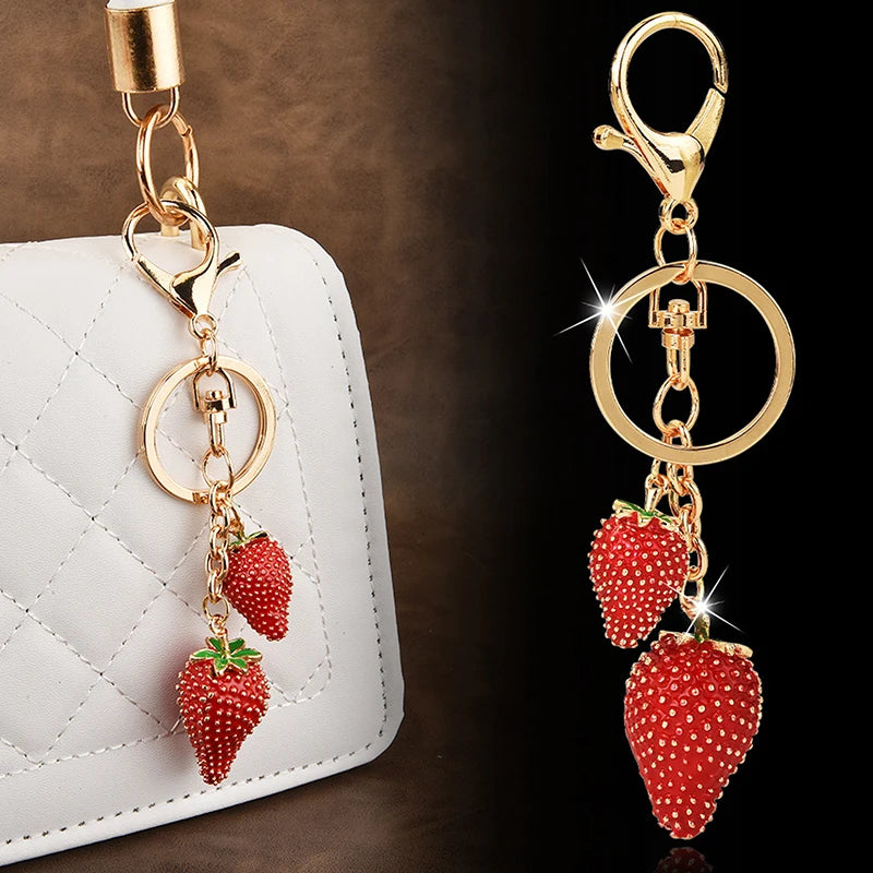 Cute Strawberry Charm Keychain | Bag Pendant for Women & Girls Charm Keychain QXL
