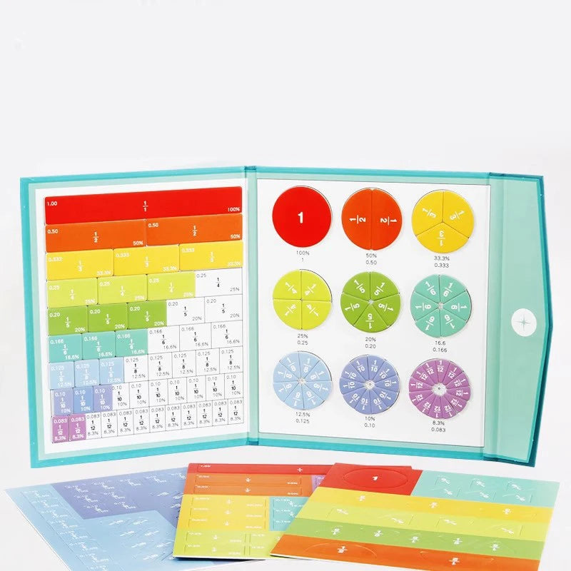 Magnetic Fraction Tiles 51-Pc Set with Learning Book | Kids Math Educational Math Toy QXL