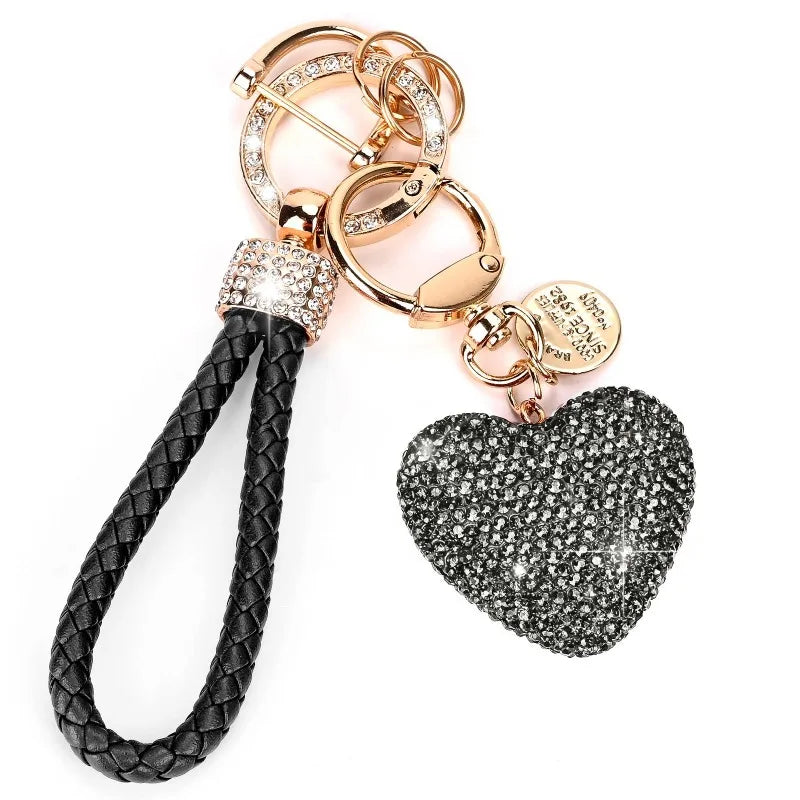 Rhinestone Heart Keychain | Crystal Car Key Ring Gift for Women Rhinestone Keychain QXL