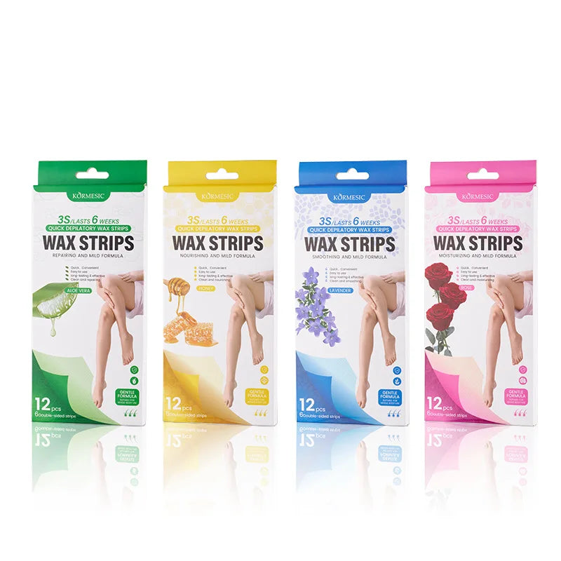 12-Pack Double-Sided Cold Wax Strips for Leg & Body Hair Cold Wax Strips QXL