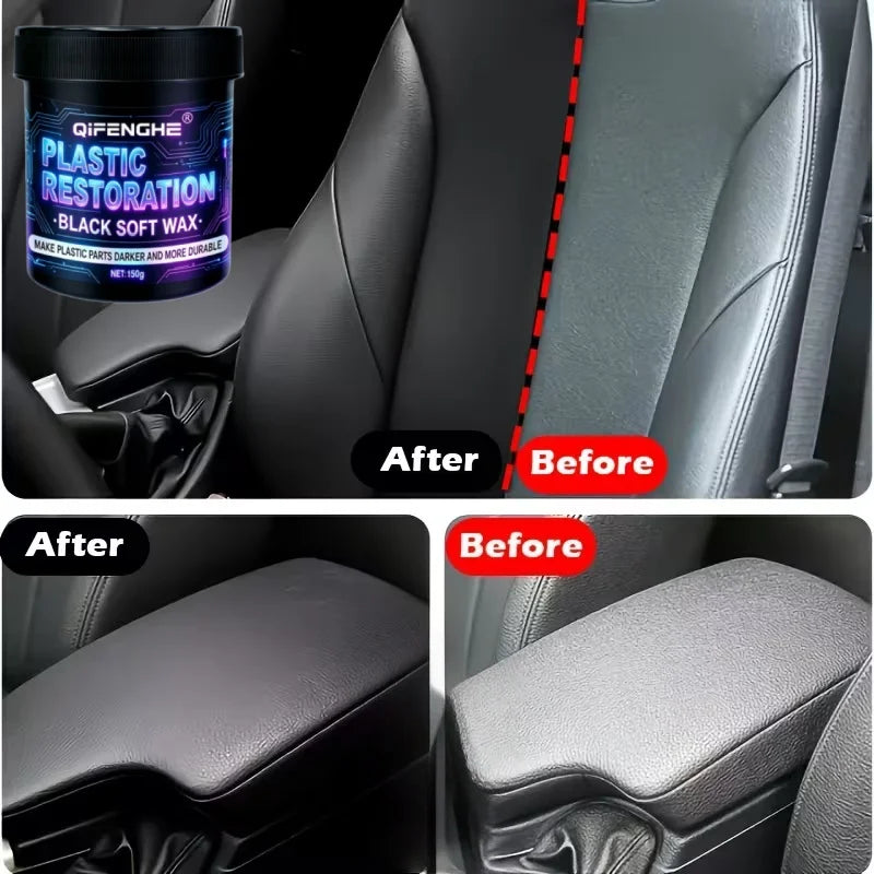 Plastic Restoration Wax & Sponge | Restores Faded Black Trim Car Plastic Restorer QXL