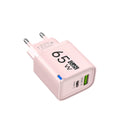 65W GaN USB-C PD Fast Charger QC 3.0 | EU US UK Travel Adapter USB Wall Charger QXL Pink EU