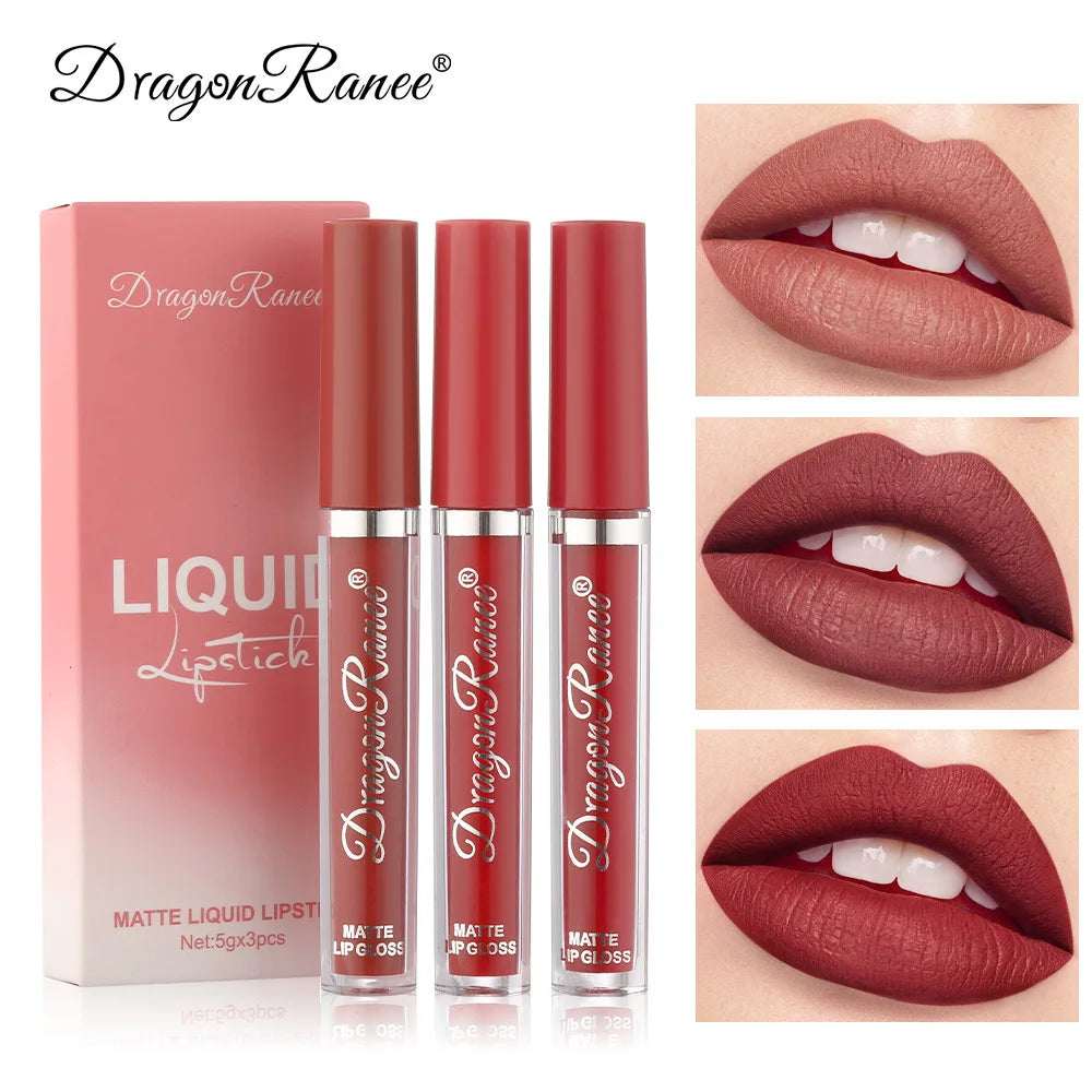 Dragon Ranee 3-Pc Velvet Matte Liquid Lipstick Set | Waterproof Liquid Lipstick Set QXL