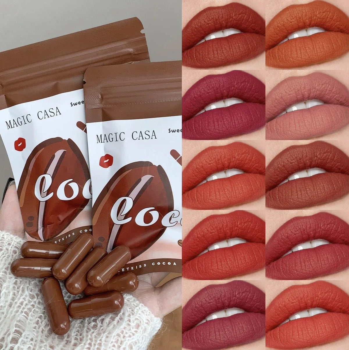 VERONNI 10-Pc Chocolate Mini Matte Velvet Lipstick Set Mini Lipstick Set QXL