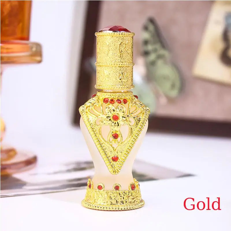 8mL Arabian Antiqued Metal Refillable Perfume Bottle | Gift Perfume Bottle QXL Gold