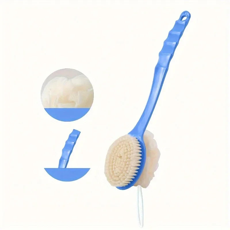 Double-Sided Long Handle Bath Brush | Back Scrubber & Exfoliator Bath Brush Scrubber QXL