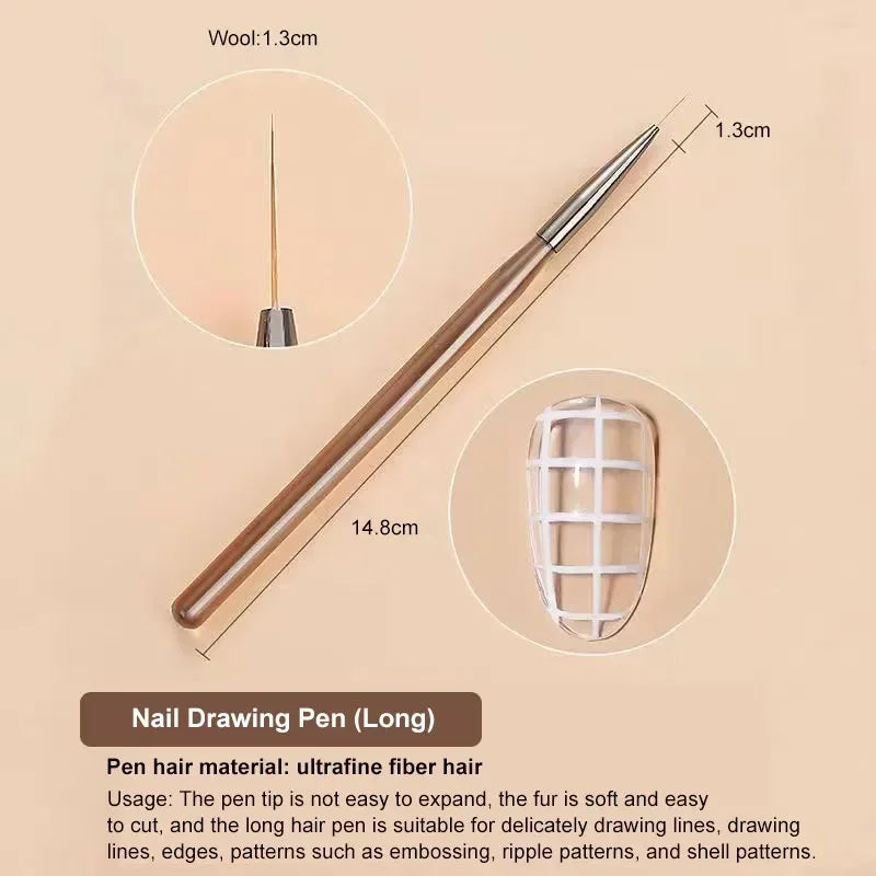 9-Piece UV Gel Nail Art Brush Set | Acrylic Drawing & Liner Nail Art Brush Set QXL