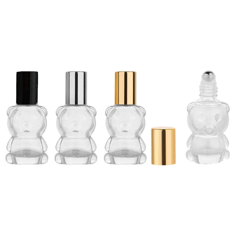 8ml Bear Glass Roller Bottle | Refillable Essential Oil Vial Glass Roller Bottle QXL