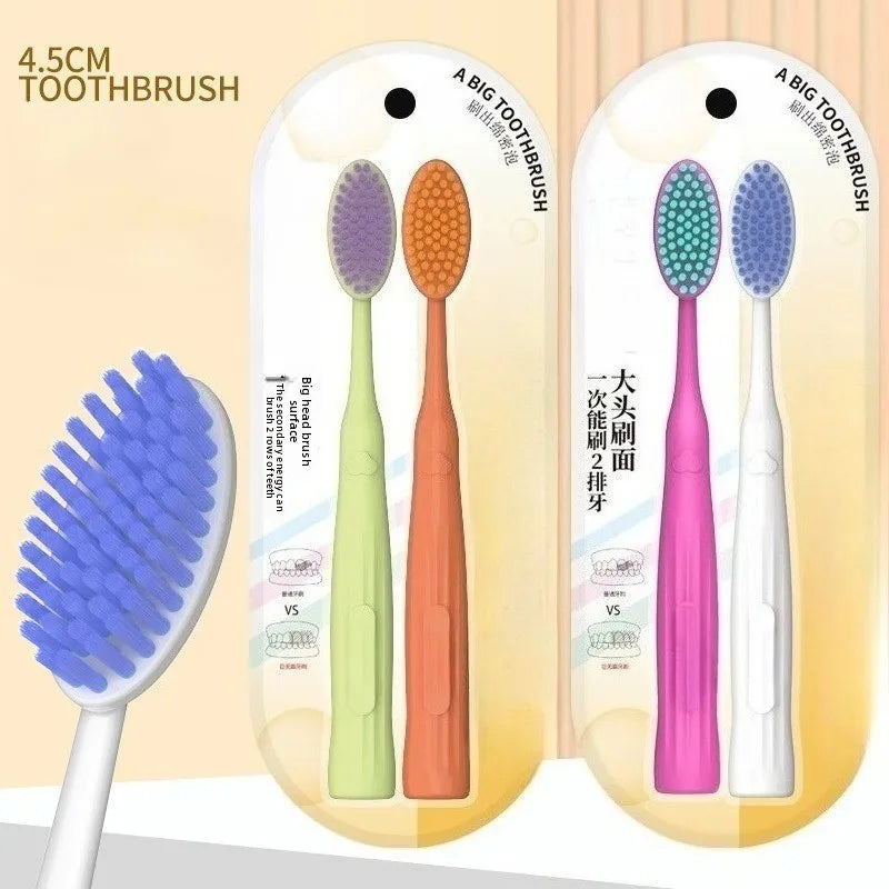 2-Pack Soft Bristle Wide Head Manual Toothbrush Set Manual Toothbrush QXL Pack of 2