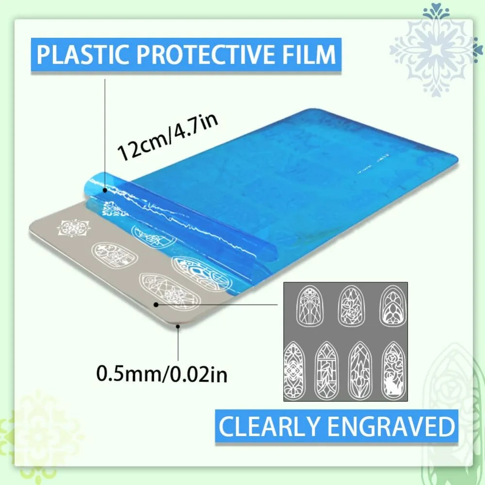 3-Piece Glass Window Nail Stamping Plates | 79 Patterns Nail Stamping Plates QXL