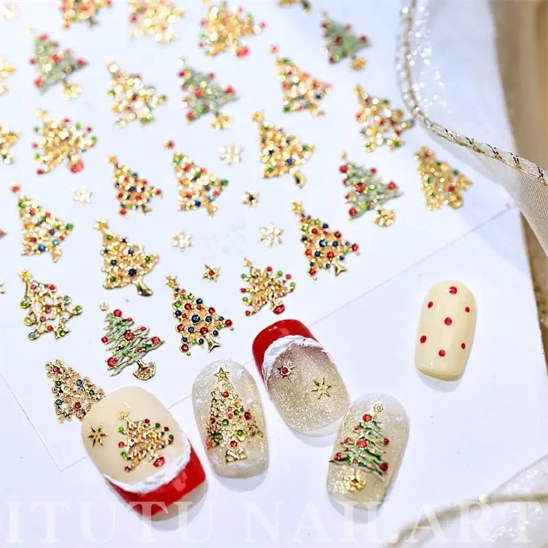 Christmas Nail Art Stickers | Tree & Crystal Ball Decals Nail Art Stickers QXL