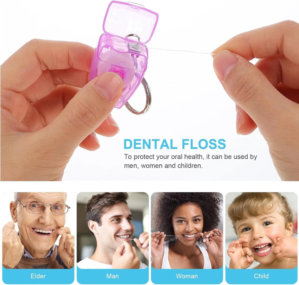 10-Pack Keychain Dental Floss | Tooth-Shaped Portable Dispenser Keychain Dental Floss QXL