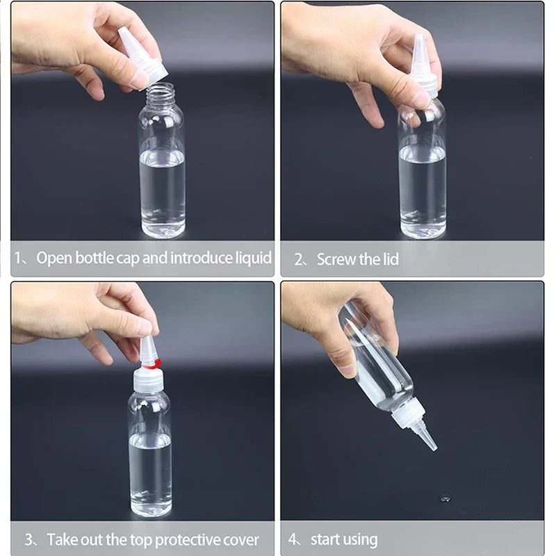10-Pack Squeeze Needle Tip Bottles 10–120ml | Ink Glue Dye Squeeze Dispensing Bottles QXL