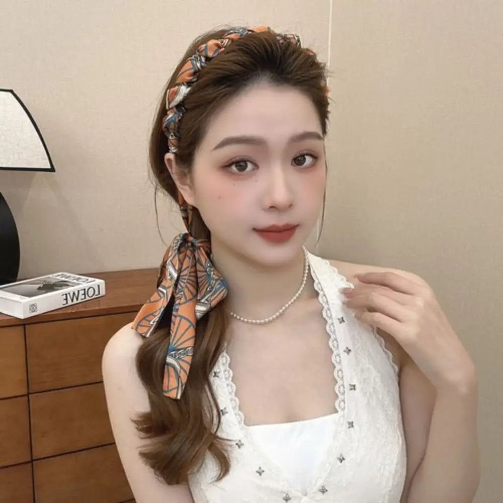 Retro Satin Bow Headband | Non-Slip Adjustable Hair Band Bow Hair Headband QXL