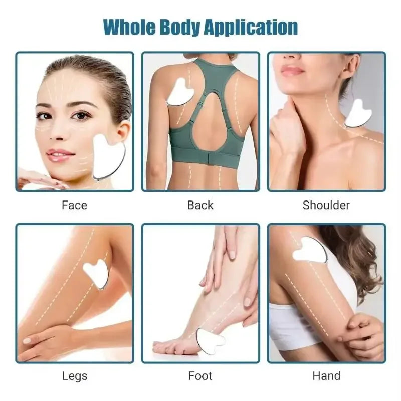 Heart-Shape Stainless Steel Gua Sha Scraper & Face Massager Gua Sha Scraper QXL