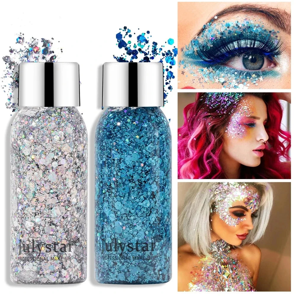 Body Glitter Gel & Face Shimmer | Multicolor Sequins 30ml Body Glitter Gel QXL