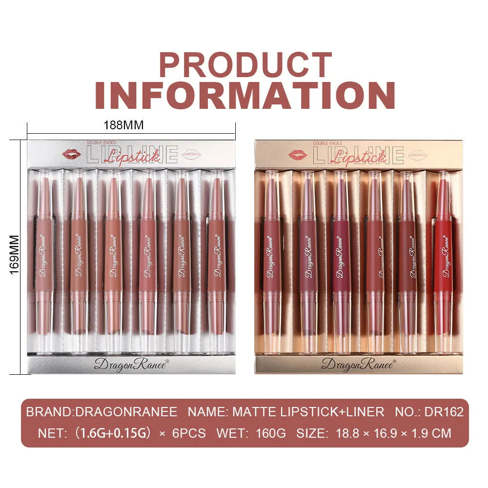Dragon Ranee 2-in-1 Lipstick & Lip Liner Set | Matte Velvet Lip Liner & Lipstick Set QXL