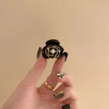 Black Camellia Mini Hair Claw Clips – Floral Hairpins for Women Hair Claw Clip QXL black