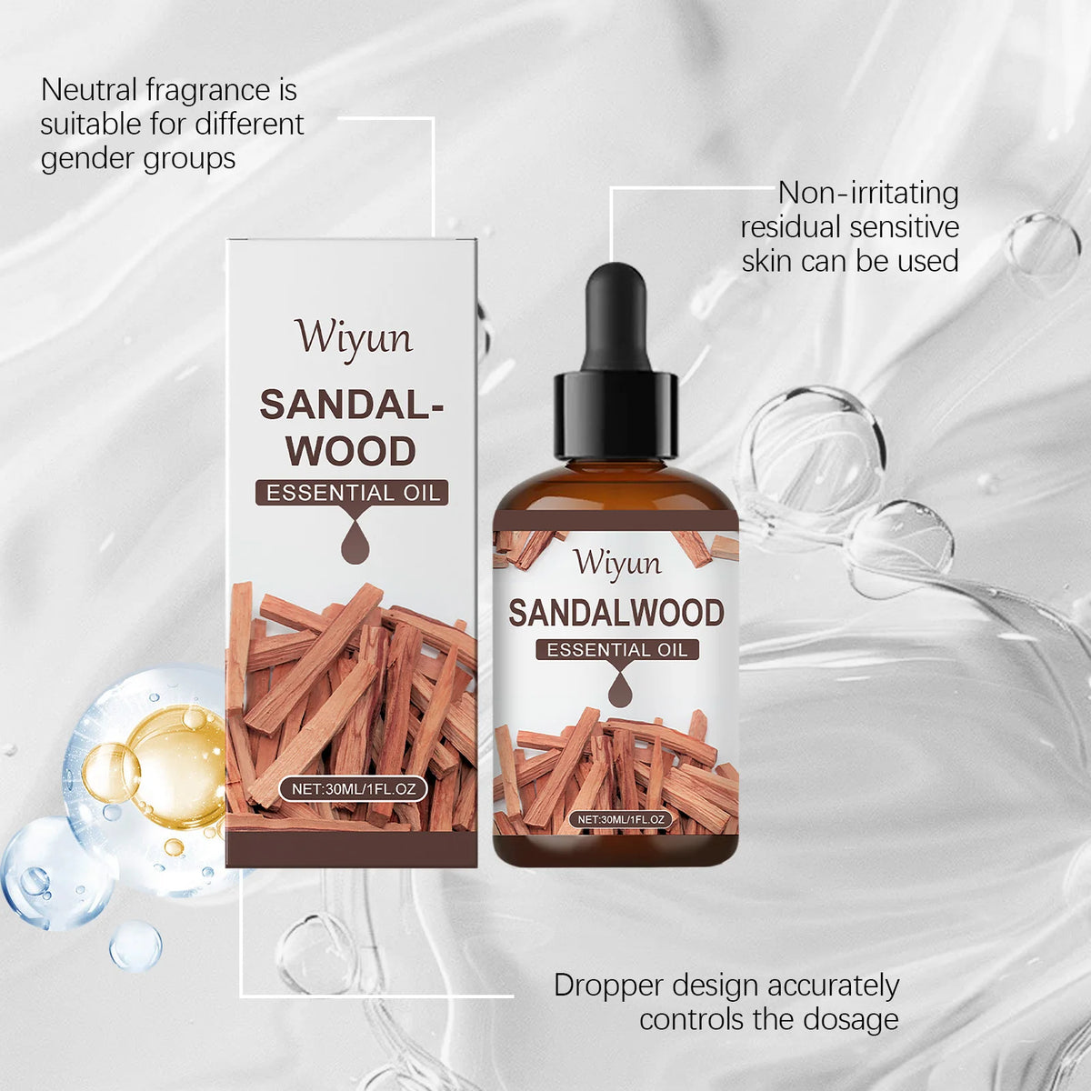WIYUN Sandalwood Massage Essential Oil | 30/60/90ml Aromatherapy Aromatherapy Essential Oil QXL