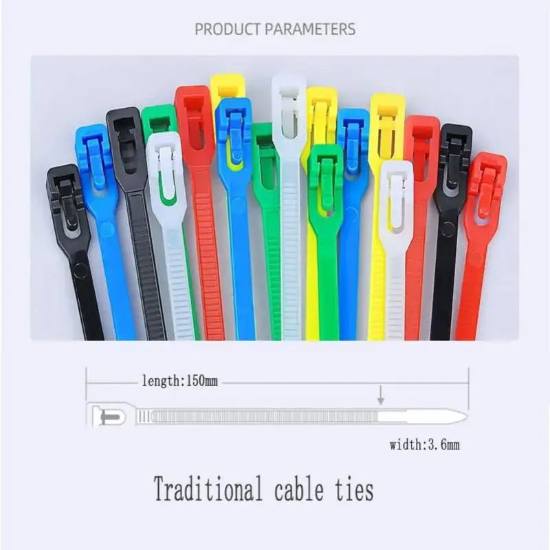 100-Pack Reusable Nylon Cable Ties | Colorful Zip Tie Set Reusable Cable Ties QXL