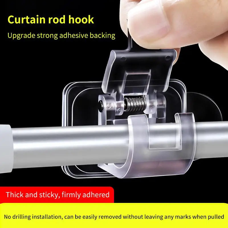 10-Pack No-Drill Adhesive Curtain Rod Brackets | C-Clip Curtain Rod Brackets QXL