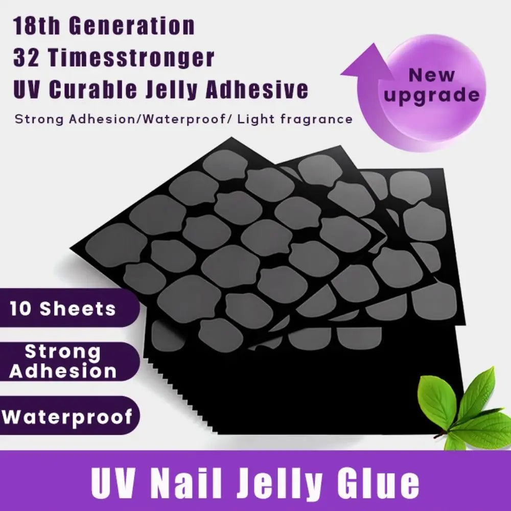 UV Nail Jelly Glue Tabs 10 Sheets | Press-On Nail Adhesive Nail Jelly Glue Tabs QXL