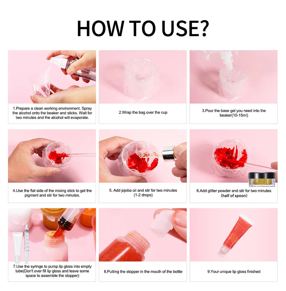 DIY Lip Gloss Making Kit | 100ml Base Gel, Tubes & Pigments Lip Gloss DIY Kit QXL
