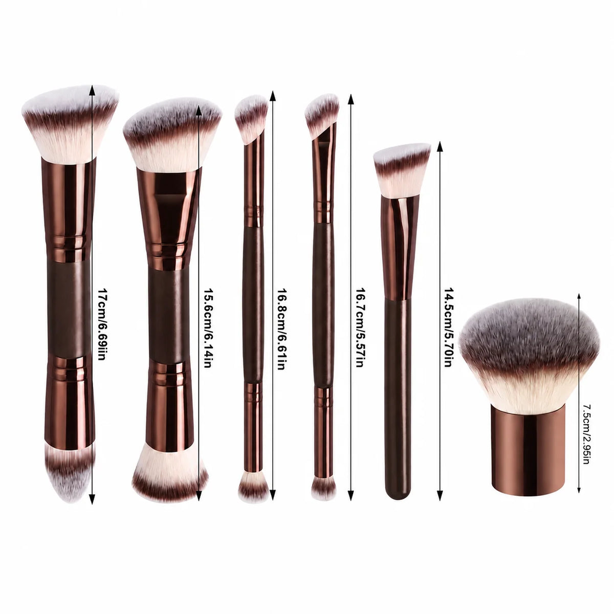 LUXEBLEND 6-Pc Pro Aluminum Makeup Brush Set | All-in-One Kit Makeup Brush Set QXL