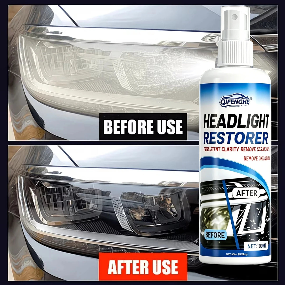 100mL No-Sanding Headlight Restorer Spray | DIY Clarity Headlight Restorer Spray QXL Clear 100ml 1