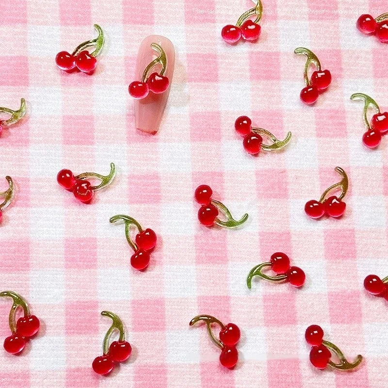 50-Pack 3D Cherry Resin Nail Charms | DIY Nail Art Decor Nail Art Charms QXL