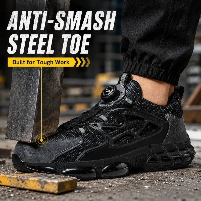 Men's Steel Toe Safety Work Sneakers | Lightweight & Breathable Safety Work Shoes QXL