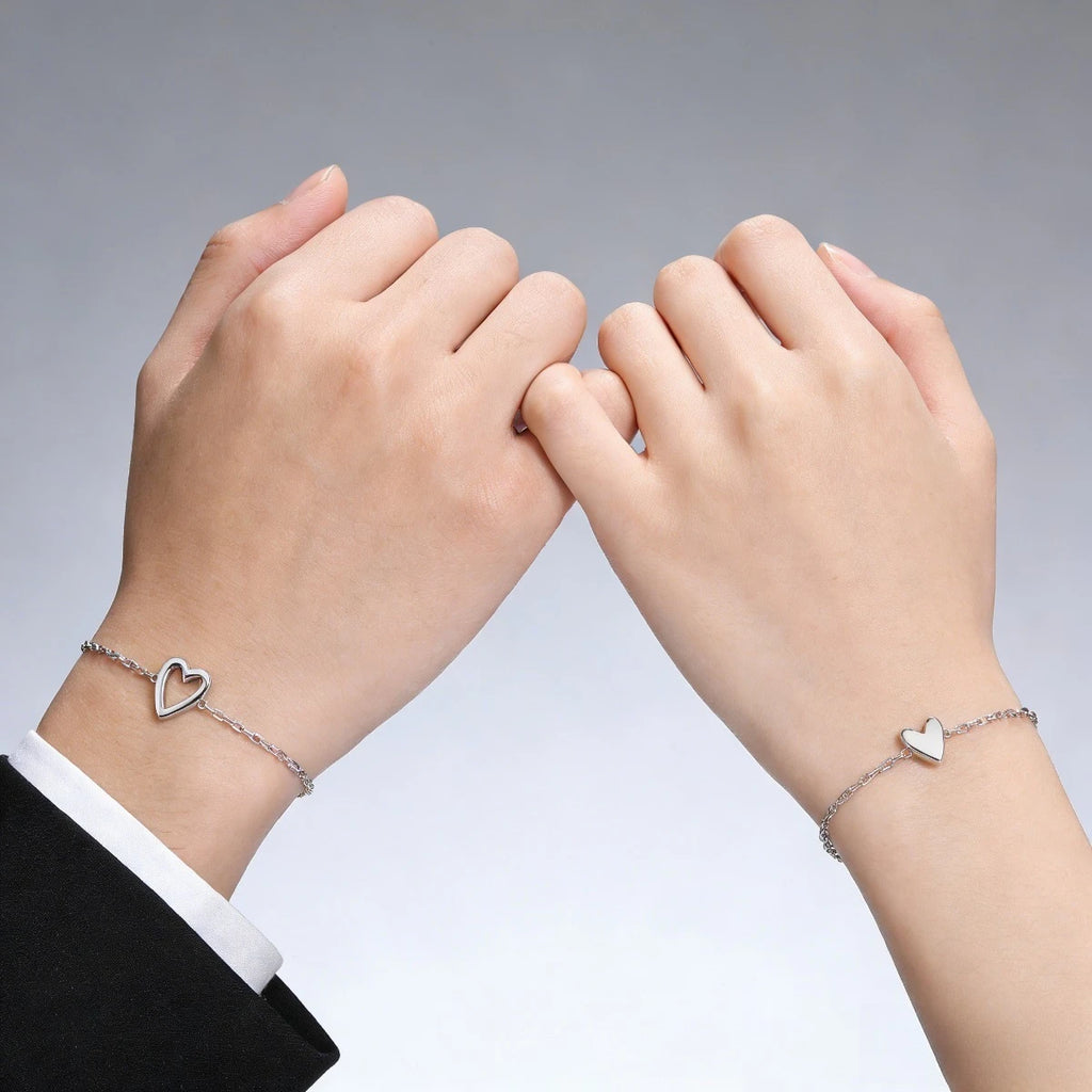 Adjustable Heart Cutout Couple Bracelet Set – 2PCS Gift Couple Bracelet Set QXL