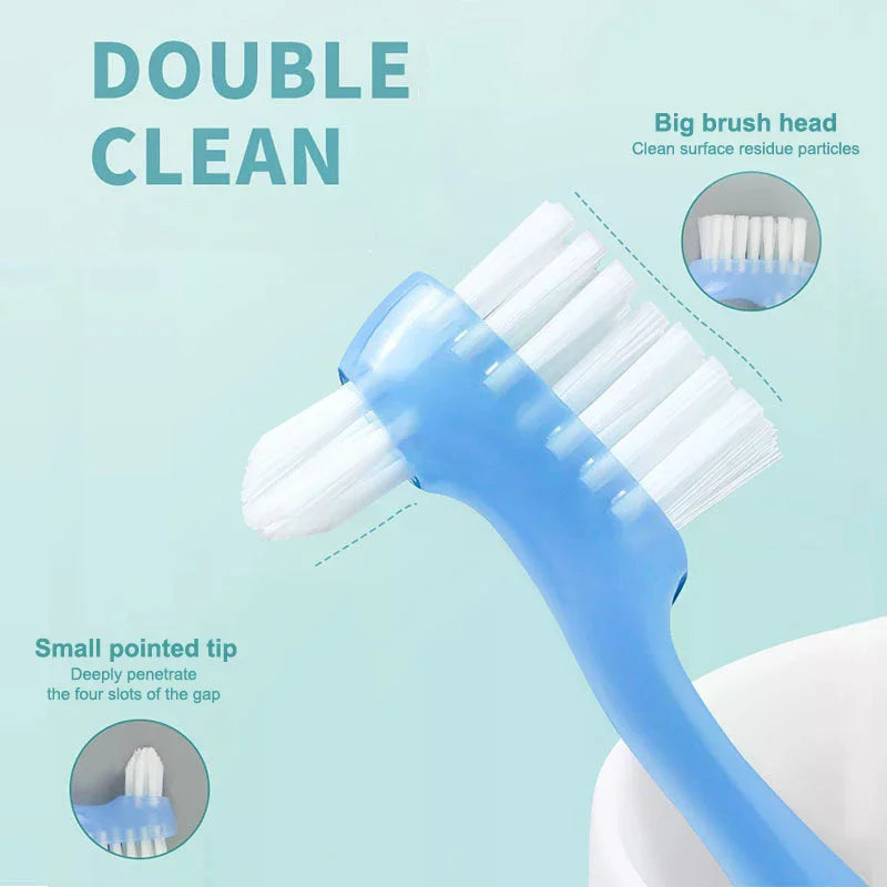 Double-Sided Denture & Braces Cleaning Brush | 1 or 5 Pack Denture Cleaning Brush QXL