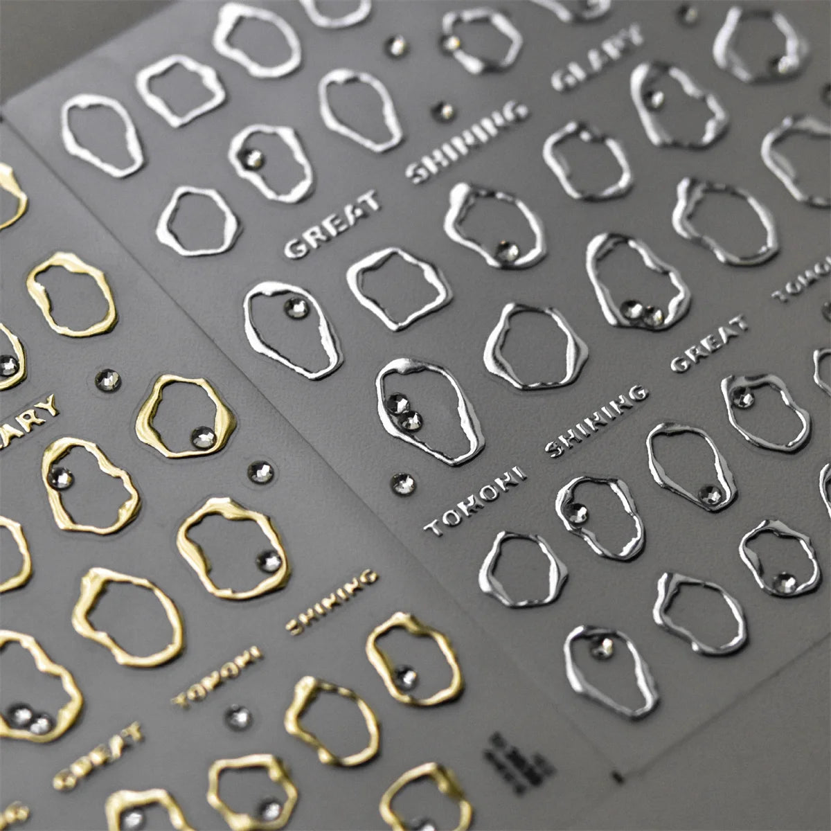 5D Rhinestone Nail Stickers | Gold Silver Crystal Decals Nail Art Stickers QXL