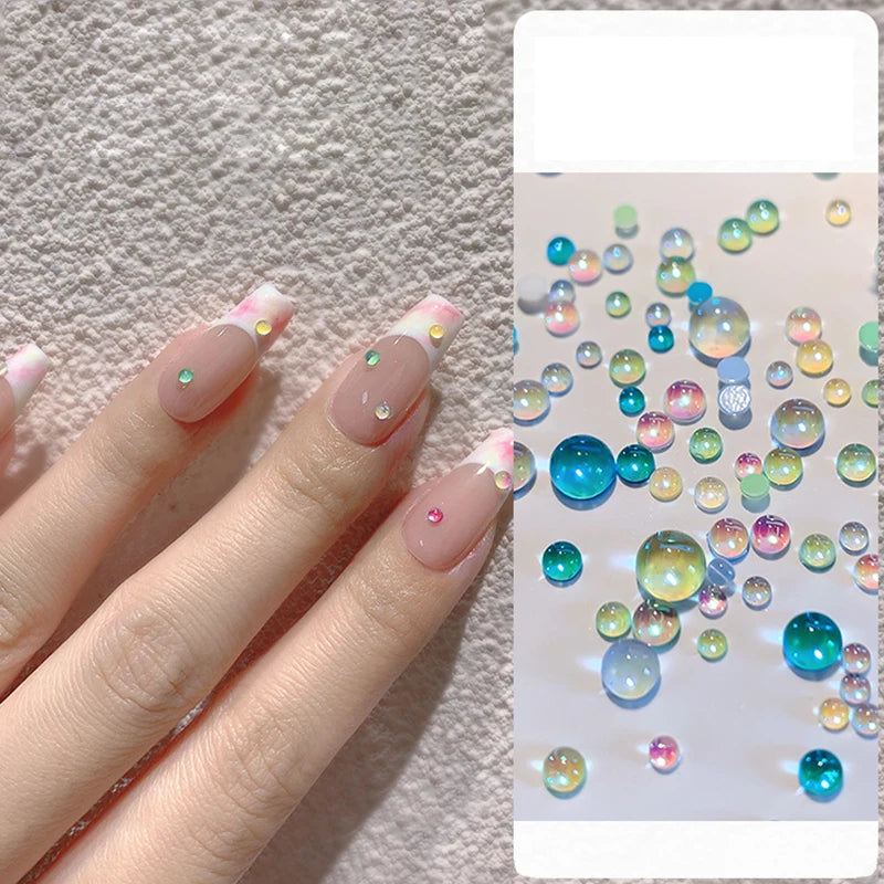 Mermaid Bubble Bead Nail Decorations – Candy Macaron Colors Nail Art Decorations QXL