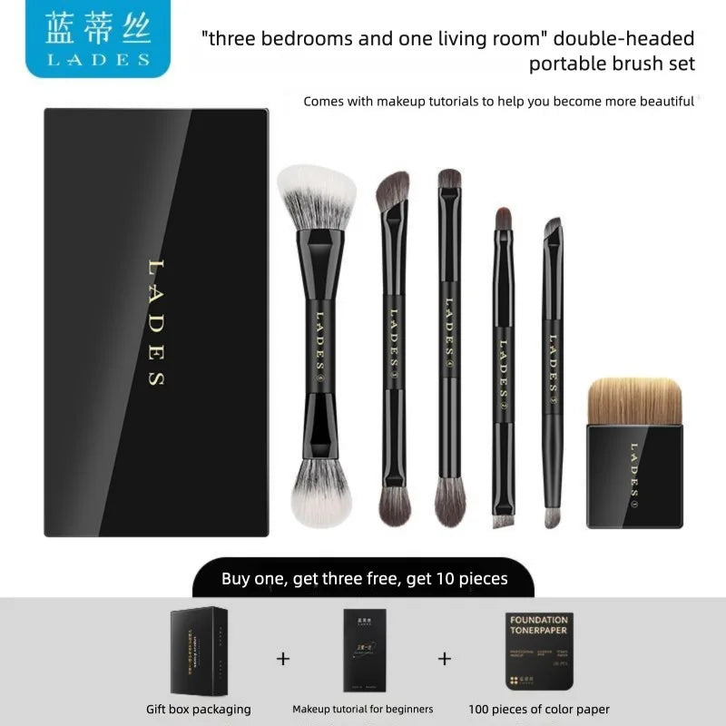 11-Piece Portable Makeup Brush Set with Double-Sided Storage Box Makeup Brush Set QXL 02