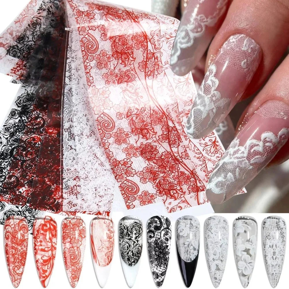 Lace Holographic Laser Nail Foil Stickers | Sequin Effect Roll Nail Foil Stickers QXL
