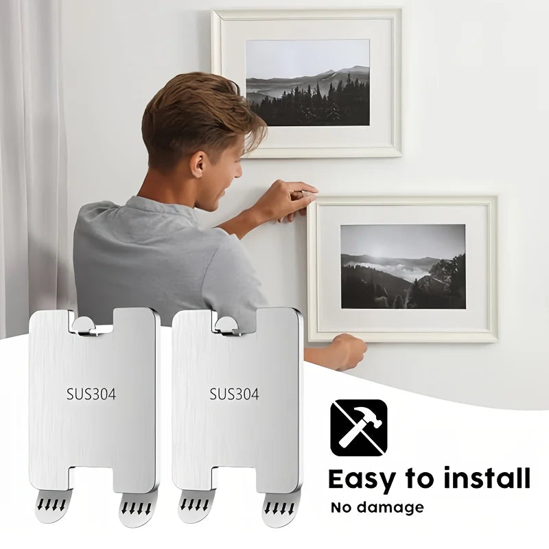 Stainless Steel Picture Frame Hooks | Easy Wall Mount Picture Frame Hooks QXL