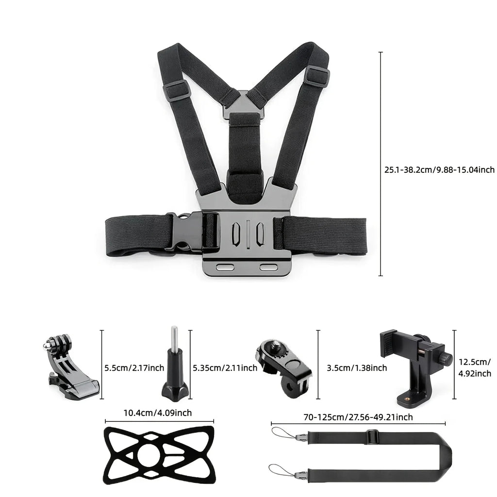 Adjustable Chest Mount Harness for Action Cameras & Phones Camera Chest Mount QXL