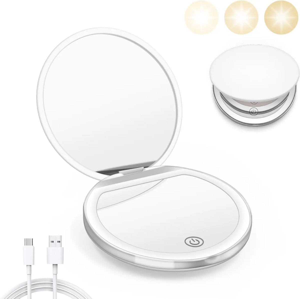 LED Folding Makeup Mirror 2X Magnification – Compact Pocket Mirror LED Makeup Mirror QXL