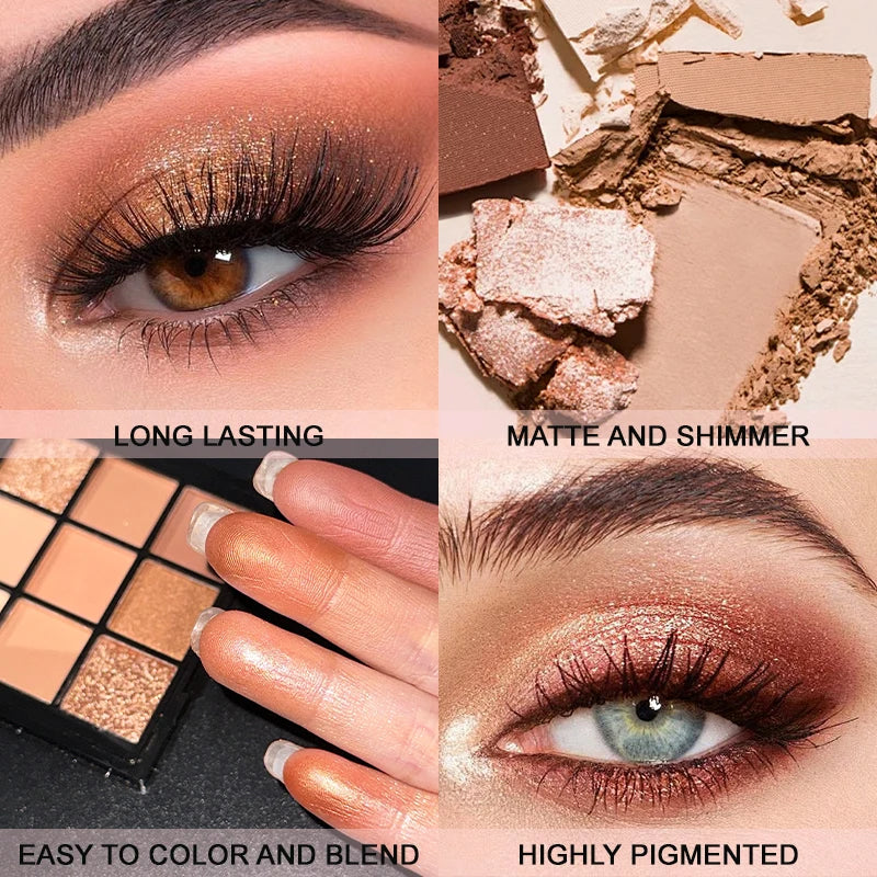 VERONNI 9-Color Chocolate Eyeshadow Palette – Matte & Glitter Eyeshadow Palette QXL