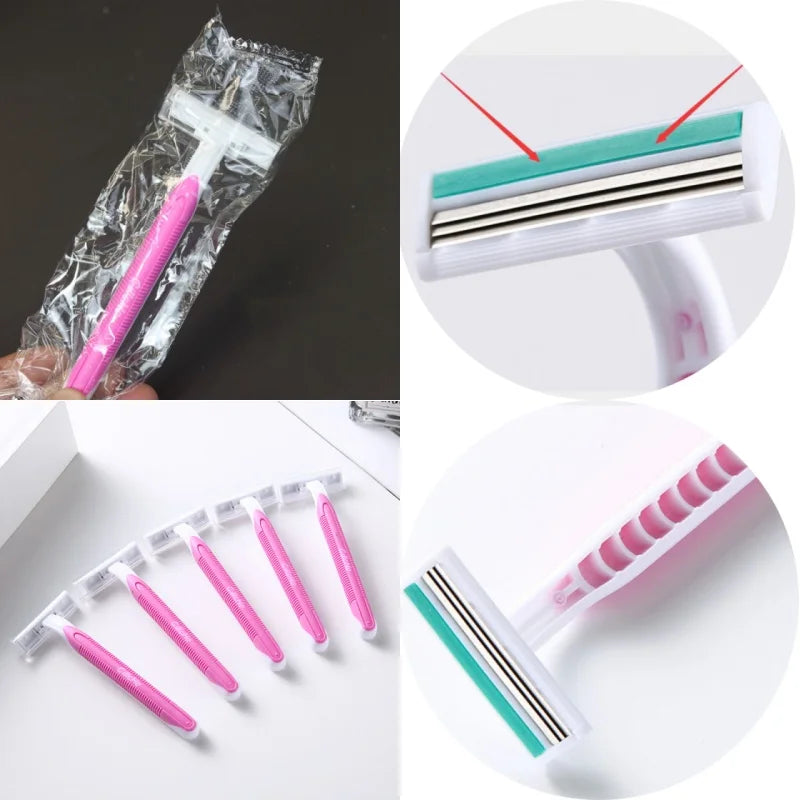 Disposable Women's Razor 5-Pack | 3-Layer Stainless Steel Blade Disposable Razor QXL
