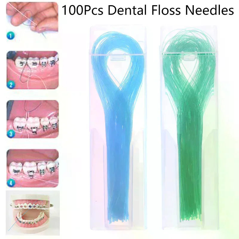 100-Pack Dental Floss Threaders for Braces, Bridges & Implants Dental Floss Threader QXL