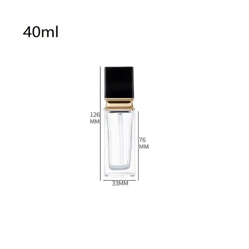 Square Glass Pump Bottle 15–40ml | Refillable Foundation Container Glass Pump Bottle QXL 40ML
